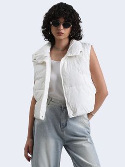 SHOWOFF - Edition Women's White Studded Puffer Jacket