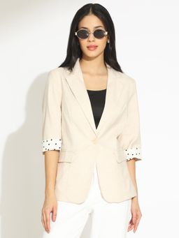 SHOWOFF - Women's Cream Single-Breasted Blazer