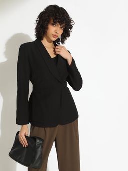 SHOWOFF - Women's Black Single-Breasted Blazer