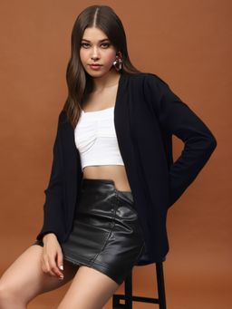 Sera - Black Stylish Open Front Shrug Casual Shrug