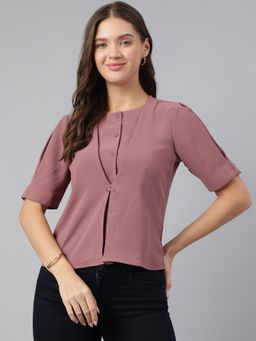 Latin Quarters - Solid Pink Casual Top