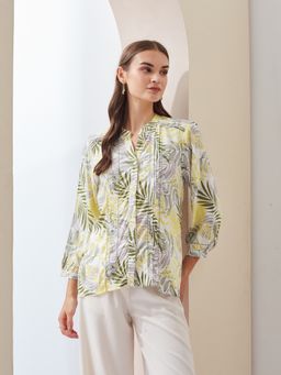 Latin Quarters - Multi-Color Printed Mandarin Collar Casual Regular Tunic