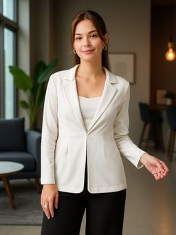 Martini - Women White Front Open Blazer