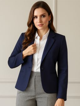 Martini - Women Western Navy Blue Tailored Fit Blazer