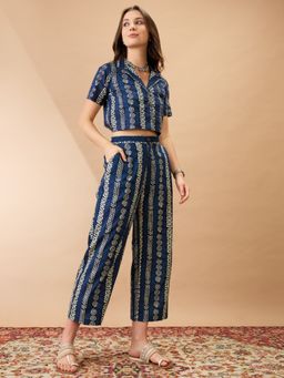 Globus - Women Indigo Ethnic Printed Co-Ords (Set of 2)