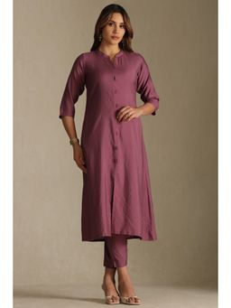 Soch - Womens Mauve Art Silk Solid Kurta (Set of 2)