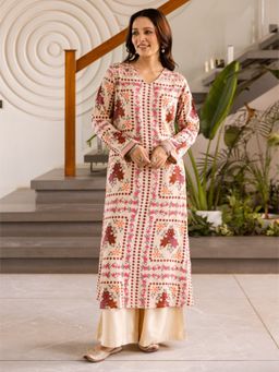 Autumnlane - Kabool Tan Printed Kurta and Pant (Set of 2)