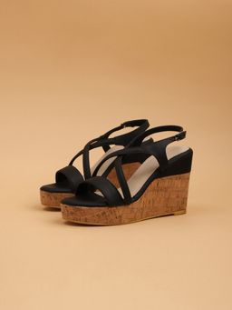 ERIDANI - Solid Black Gena Wedges