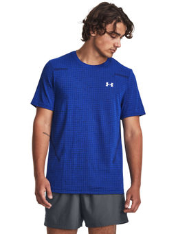 Under Armour - UA Seamless Grid Short Sleeve Checks Blue T-Shirt