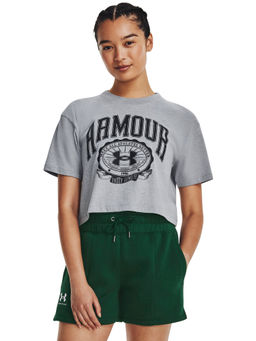 Under Armour - UA Collegiate Crest Crop Grey Short Sleeve T-Shirt