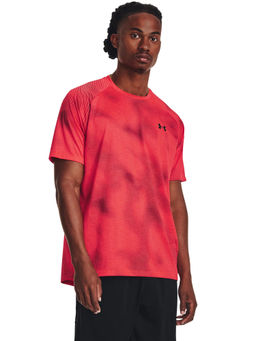 Under Armour - UA Techa, 2.0 Lino Print Half Sleeve Red T-Shirt