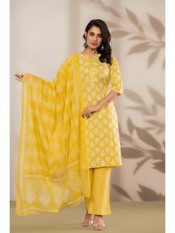 Gahan - Yellow Printed Kurta & Pant with Dupatta