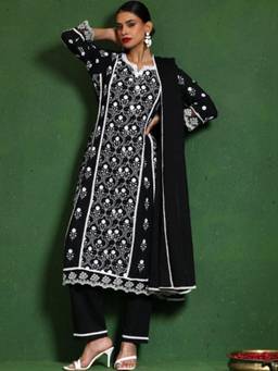 Gahan - Jall All Over Thread Embroidered Chikankari Kurta with Pant & Dupatta