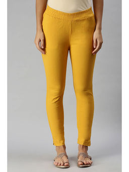 Soch - Womens Yellow Viscose Solid Straight Pant