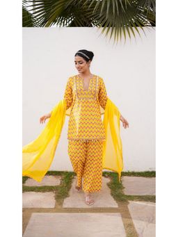 Gulabo Jaipur - Mahin Yellow Kurta with Pant and Dupatta
