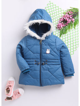 Toonyport - Blue Full Sleeves Hooded Puffer Jacket