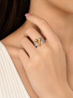 ABHUSHANAM - Silver Heart Cuff Ring