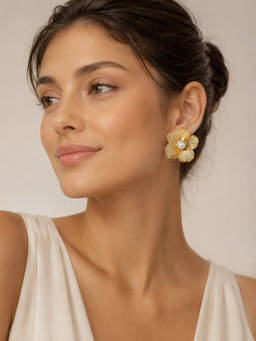ABHUSHANAM - Floral Pearl Radiance Earrings