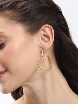 Carlton London - 18Kt Gold Plated Bold Heart Half Earrings