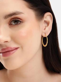 Carlton London - 18Kt Gold Plated Designer Bubble Hoop Earrings