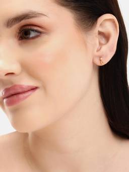 Carlton London - 18Kt Gold Plated Round and Marquise Solitaire Studded Delicate Stud Earrings