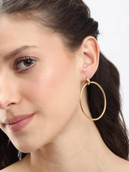 Carlton London - 18Kt Gold Plated Bold Oval Link Drop Earrings