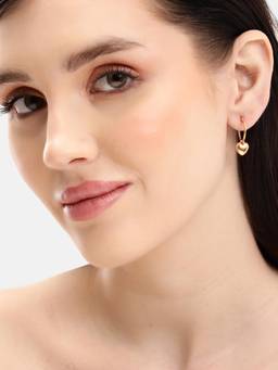 Carlton London - 18Kt Rose Gold Plated Modern Dangling Heart Hoop Earrings