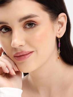 Carlton London - 18Kt Gold Plated Bohemian Beaded Celestial Drop Earrings