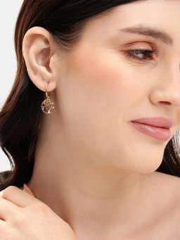 Carlton London - 18Kt Rose Gold Plated Tree Of Life Half Earrings