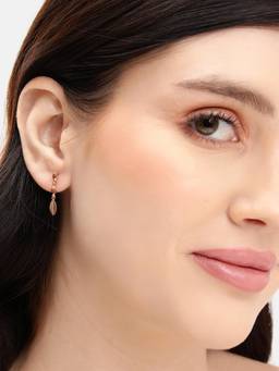 Carlton London - 18Kt Rose Gold Plated Dangling Leaf Drop Earrings
