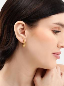 Carlton London - 18Kt Gold Plated Woven Mesh Bold Half Hoop Earrings