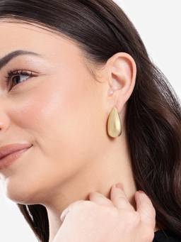 Carlton London - Gold Plated Contemporary Teardrop Half Hoop Earrings