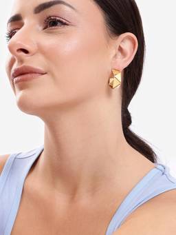 Carlton London - Gold Plated Geometric Half Hoop Contemporary Earrings