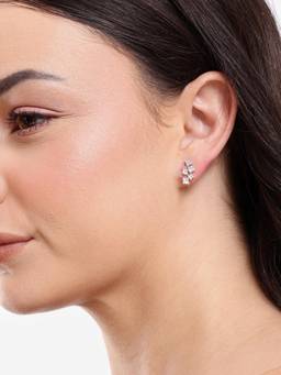 Carlton London - Silver Plated Dainty Sparkling Cz Studs