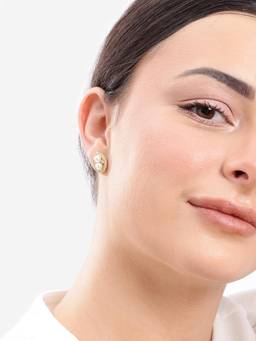 Carlton London - Premium Gold-Plated Twin Pearl Cz Oval Stud Earrings