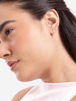 Carlton London - Gold Plated Cz Shooting Star Floral Petite Stud Earrings