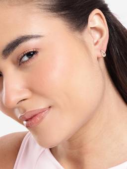 Carlton London - Gold Plated Elegant Multi Colour Cz Studded Tear Drop Petite Stud Earrings