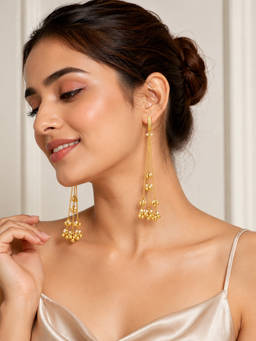 ABHUSHANAM - Sunehri Pearl Tassel Earrings