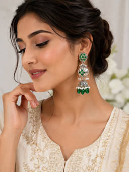 ABHUSHANAM - Emerald Petal Heritage Earrings