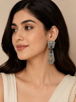 ABHUSHANAM - Noir Heritage Drop Earrings