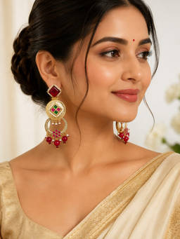 ABHUSHANAM - Meher Crimson Earrings