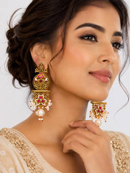 ABHUSHANAM - Pink Lotus Earrings