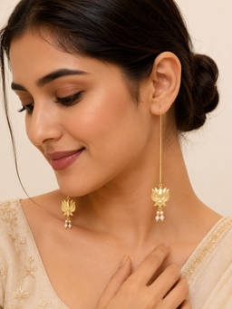 ABHUSHANAM - Lotus Whisper Threader Earrings