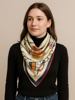 Alvaro Castagnino - Women Cream Printed Polyester Stole