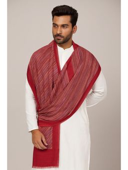 MUFFLY - Red Striped Fine Wool Stole for Men