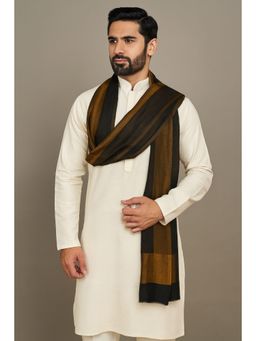 MUFFLY - Zari Twilight Brown Woven Wool Stole for Men