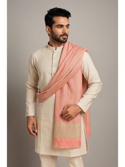 MUFFLY - Zari Twilight Pink Woven Wool Stole for Men