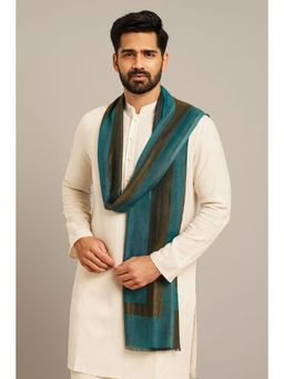 MUFFLY - Teal Zari Twilight Reversible Wool Stole for Men