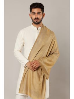 MUFFLY - Beige Zari Twilight Reversible Wool Stole for Men