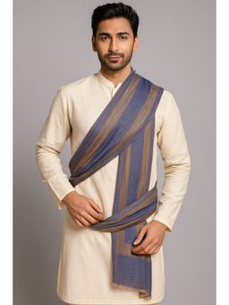 MUFFLY - Gold Zari Twilight Reversible Wool Stole for Men